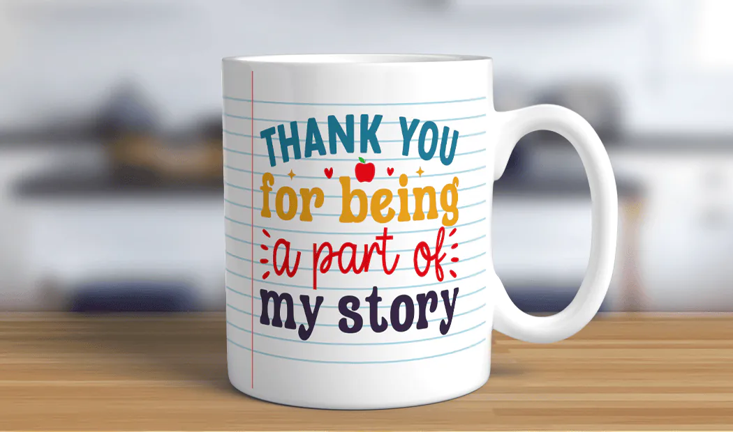 Mum and baby holding Printerpix cartoon design custom mug with dad text