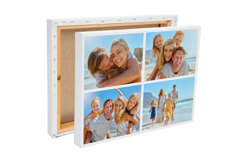 Photo collage of family pictures on canvas print