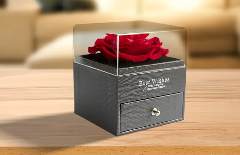 Eternal Rose in Square Box with Drawer