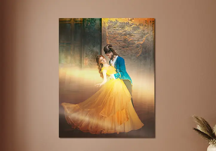 Three metal photo prints of mixed sizes