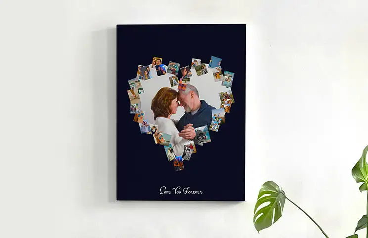 Large canvas print with custom picture collage of family photos