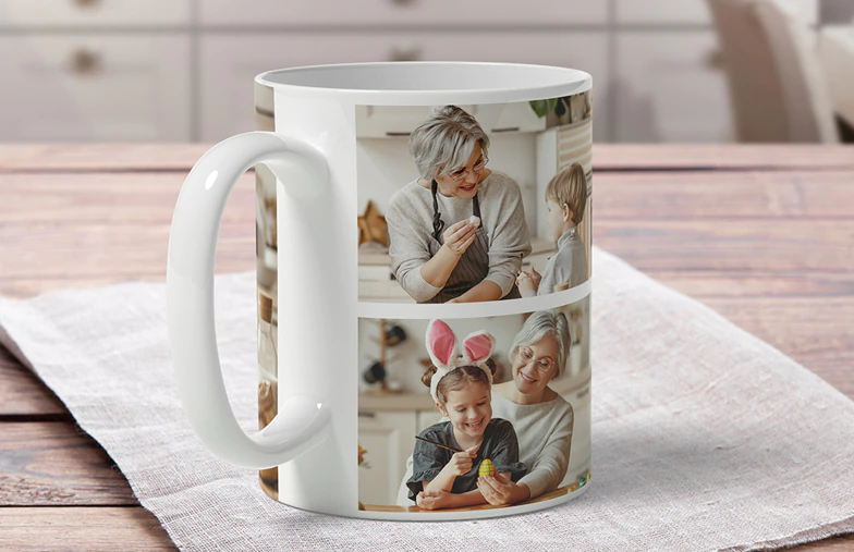 Personalised photo mug with your own photo of a dog on