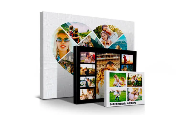 Large canvas print with custom picture collage of family photos