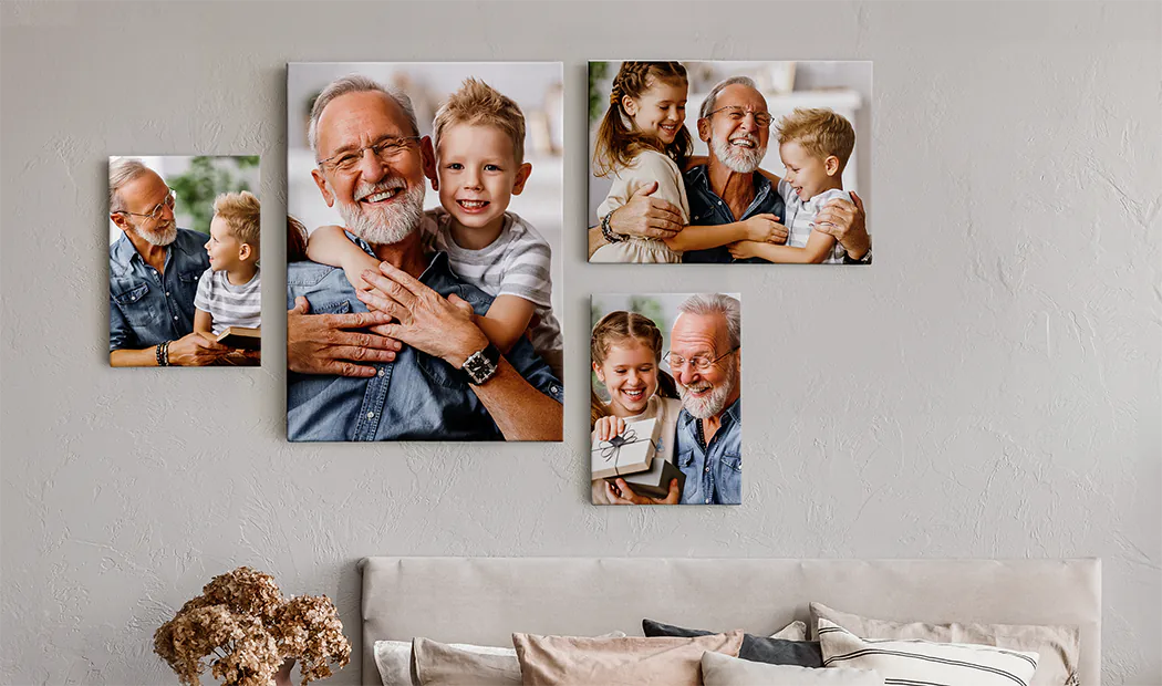 Personalised Photo Canvas Prints by Printerpix|Collage canvas print of two delighted female friends|canvas print sizes|mother affectionately kissing her little son on canvas print|gallery wall of canvas prints|Canvas print of a couple enjoying their holiday|||||