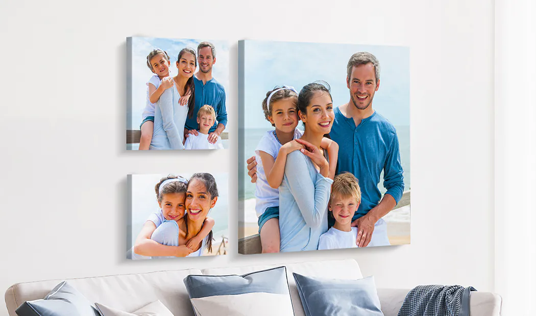 Collage canvas print of two delighted female friends