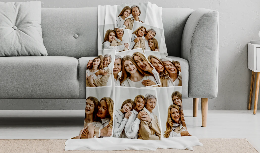 Family Children Grandparent embroidered blanket throw Mink Sherpa Gift Mother's newest Day