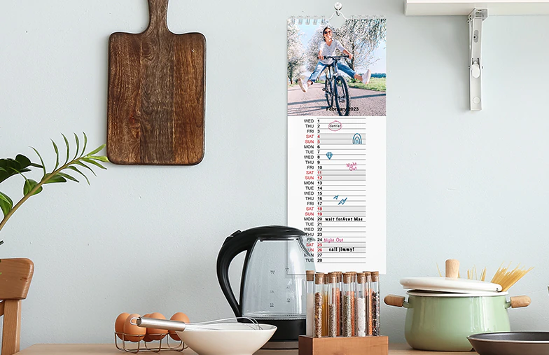 calendar on kitchen wall